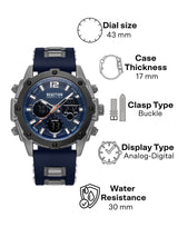 Men's Blue Casual Round Analog-Digital Watch-KRWGP9006702