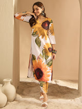 Women's Multicolor Printed Straight Kurta Trouser Set