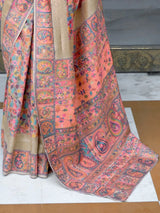 Women's Silk Blend Orange Woven Design Celebrity Saree with Blouse Piece
