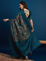 Women's Teal blue Festive Tussar Saree