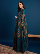 Women's Teal blue Festive Tussar Saree