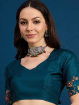 Women's Teal blue Festive Tussar Saree