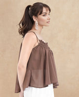 Women's Brown Casual Sleeveless Top