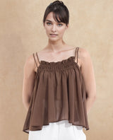 Women's Brown Casual Sleeveless Top