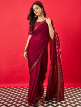 Women's Burgundy Festive Banarasi Saree
