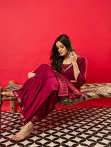 Women's Burgundy Festive Banarasi Saree