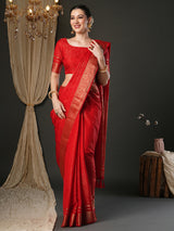 Women's Red Festive Banarasi Saree