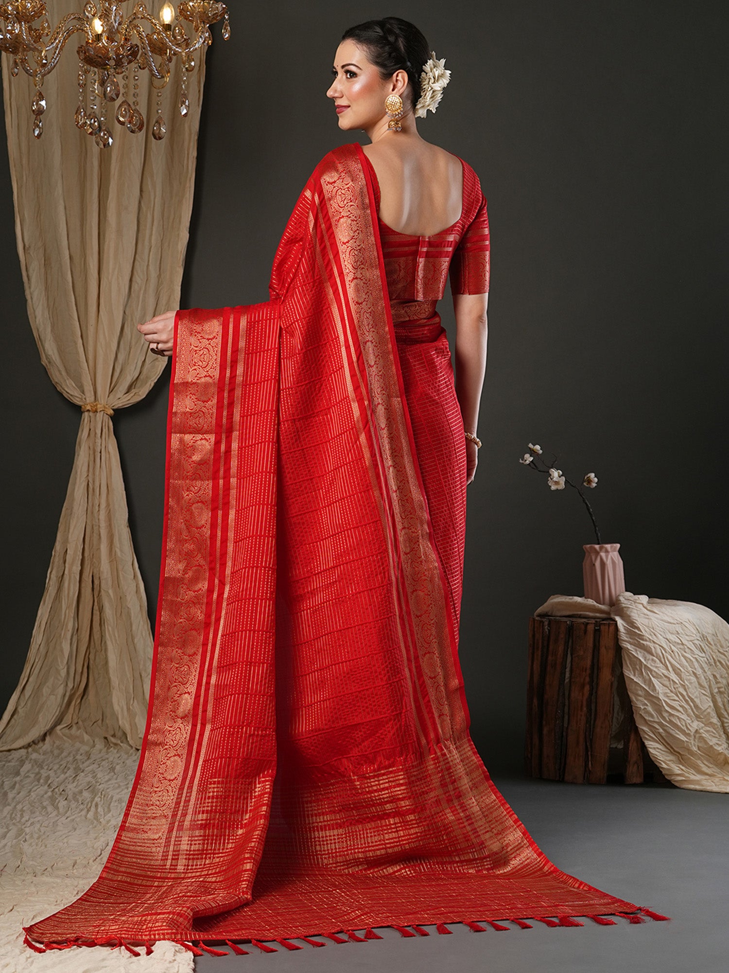Women's Red Festive Banarasi Saree