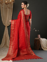 Women's Red Festive Banarasi Saree