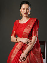 Women's Red Festive Banarasi Saree