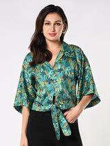 Women's Multicolor Casual Printed Three Quarter Sleeves Top