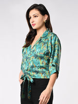 Women's Multicolor Casual Printed Three Quarter Sleeves Top