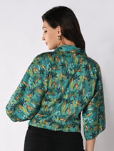 Women's Multicolor Casual Printed Three Quarter Sleeves Top