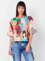 Women's Multicolor Casual Printed Half Sleeves Tshirt