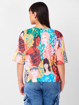 Women's Multicolor Casual Printed Half Sleeves Tshirt