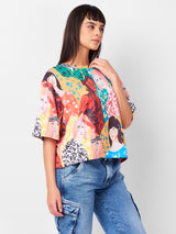 Women's Multicolor Casual Printed Half Sleeves Tshirt