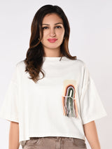 Women's White Casual Solid Half Sleeves Tshirt