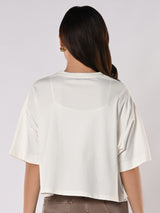 Women's White Casual Solid Half Sleeves Tshirt