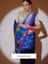 Women's Blue Silk Saree with Blouse Piece