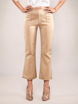 Women's Beige Casual Bootcut Fit Solid  Trouser