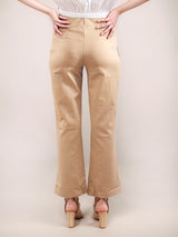Women's Beige Casual Bootcut Fit Solid  Trouser
