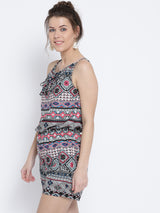 Women's Black Printed Playsuit