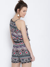 Women's Black Printed Playsuit