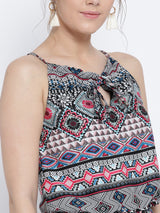 Women's Black Printed Playsuit