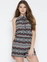 Women's Black & White Printed Playsuit
