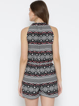 Women's Black & White Printed Playsuit