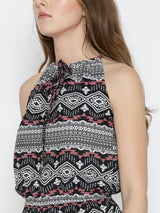 Women's Black & White Printed Playsuit