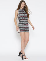 Women's Black & White Printed Playsuit