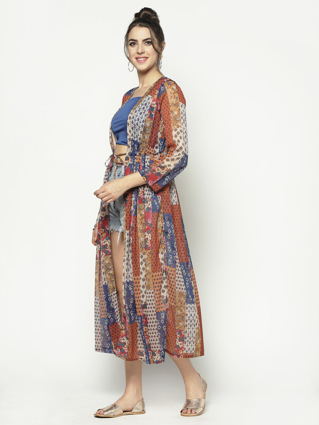 Women's Multicolor Front Tie Up Shrug