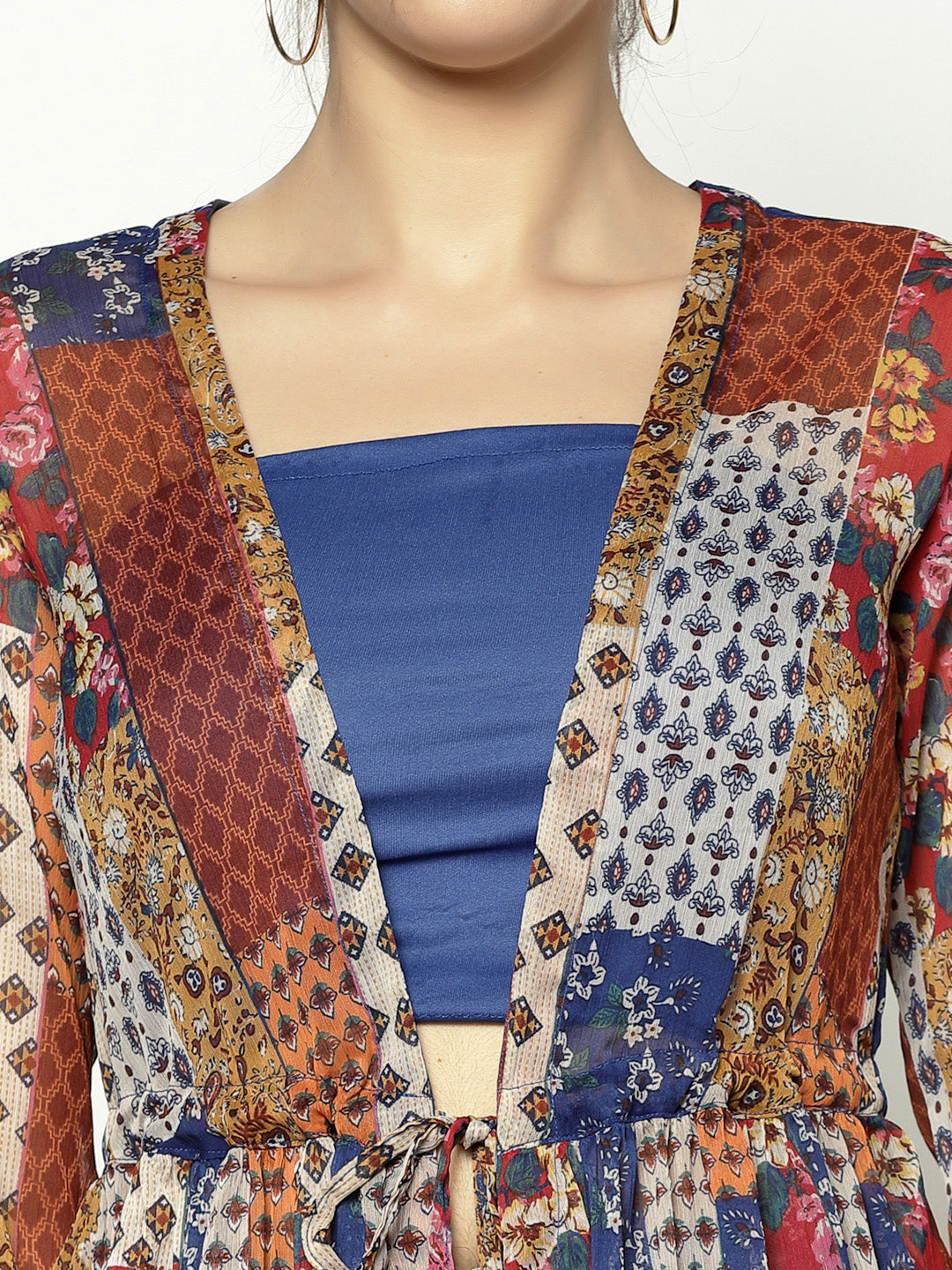 Women's Multicolor Front Tie Up Shrug