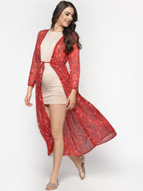 Women's Red Tie Up Front Shrug