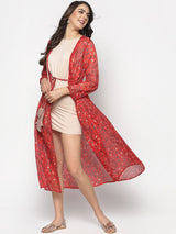 Women's Red Tie Up Front Shrug