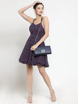 Women's Navy Backstrap Halter Dress