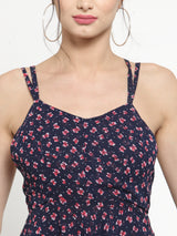 Women's Navy Backstrap Halter Dress