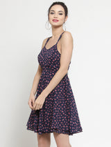 Women's Navy Backstrap Halter Dress