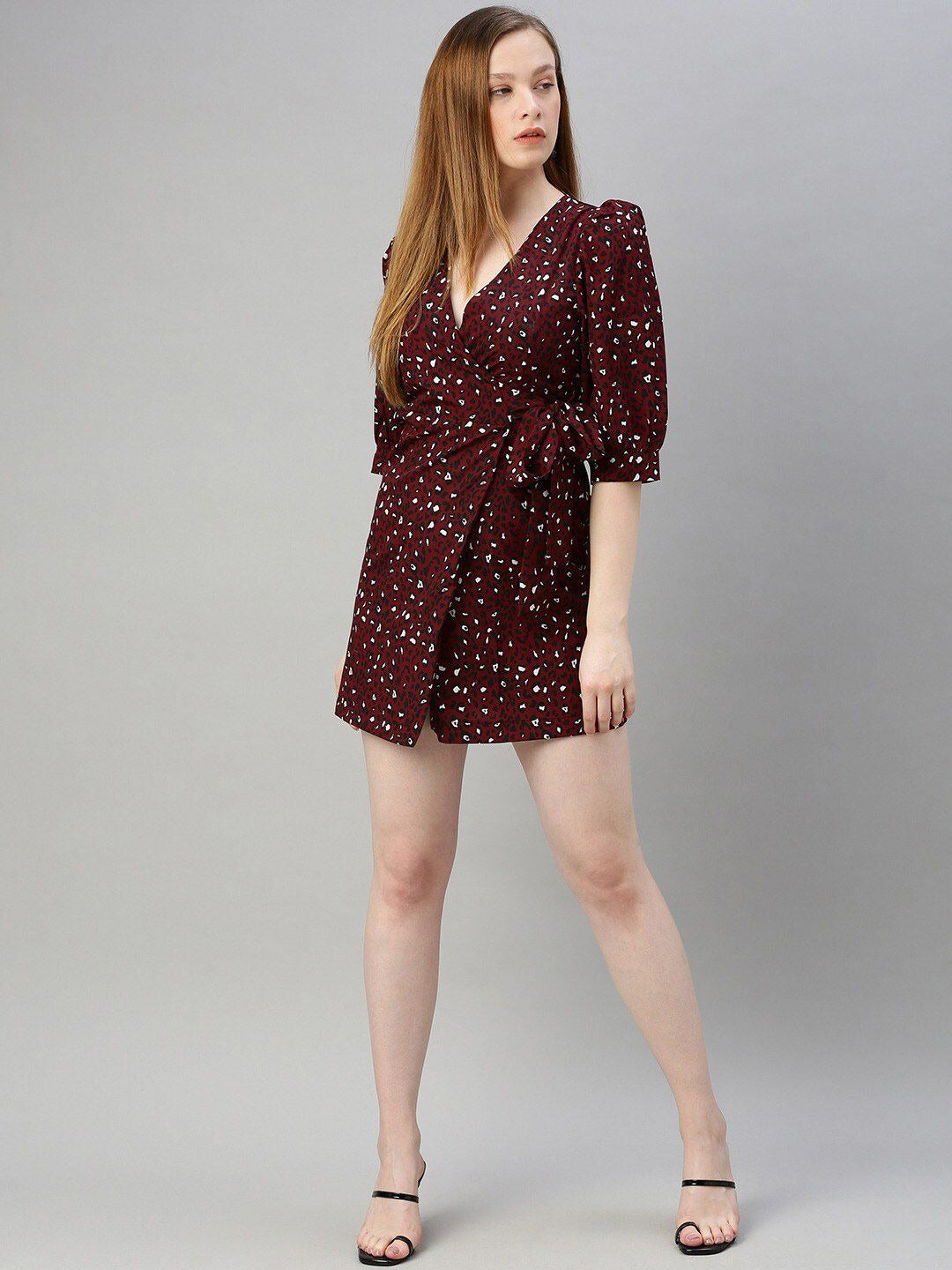 Women's Maroon Tie Knot Dress