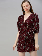 Women's Maroon Tie Knot Dress