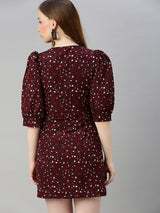Women's Maroon Tie Knot Dress