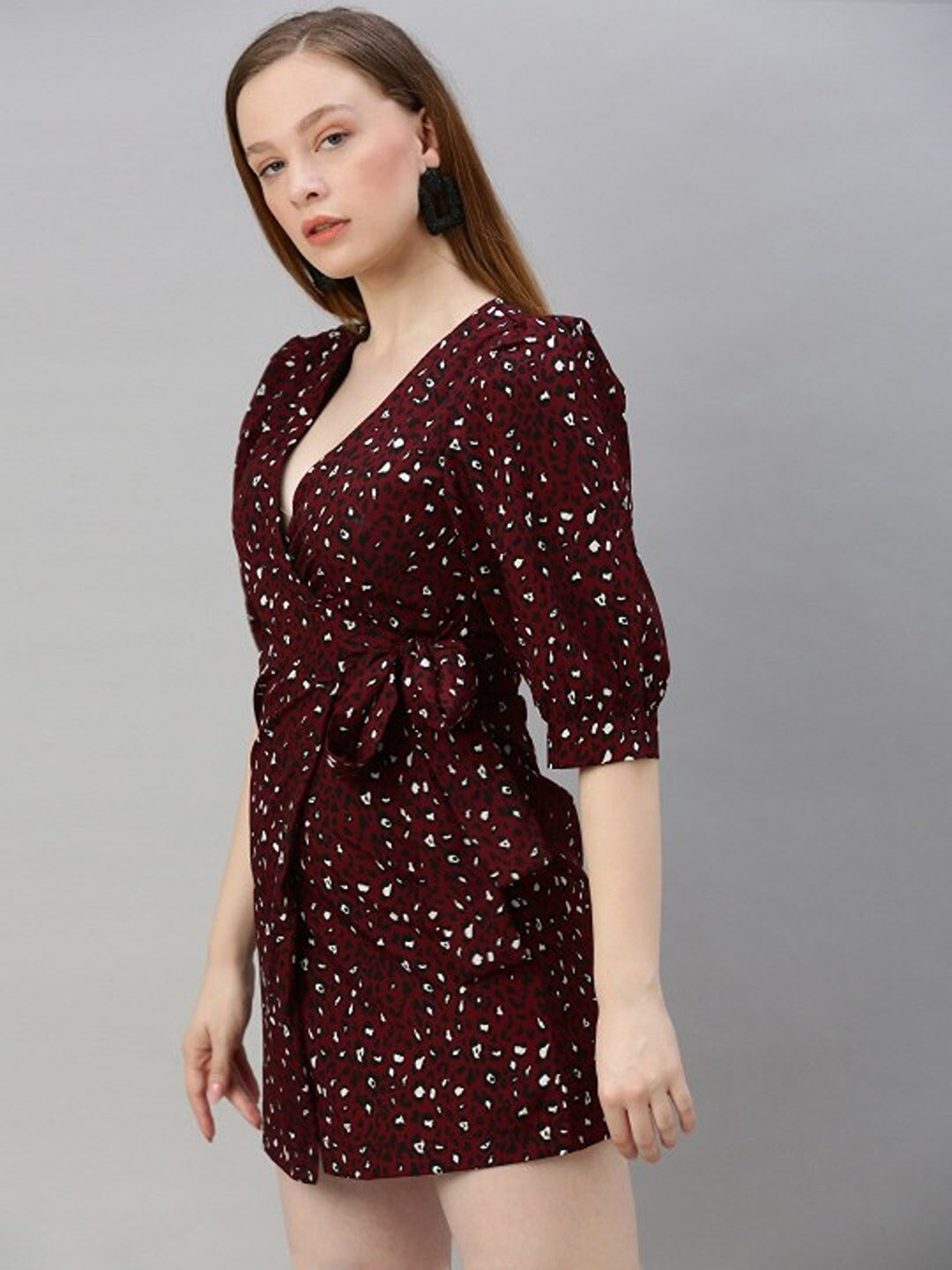 Women's Maroon Tie Knot Dress