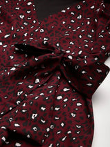 Women's Maroon Tie Knot Dress