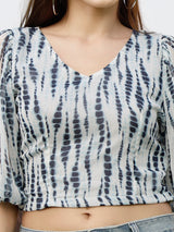 Women's Blue Casual Half Sleeves Blouse Top