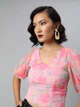 Women's Crop Top Volume Sleeve