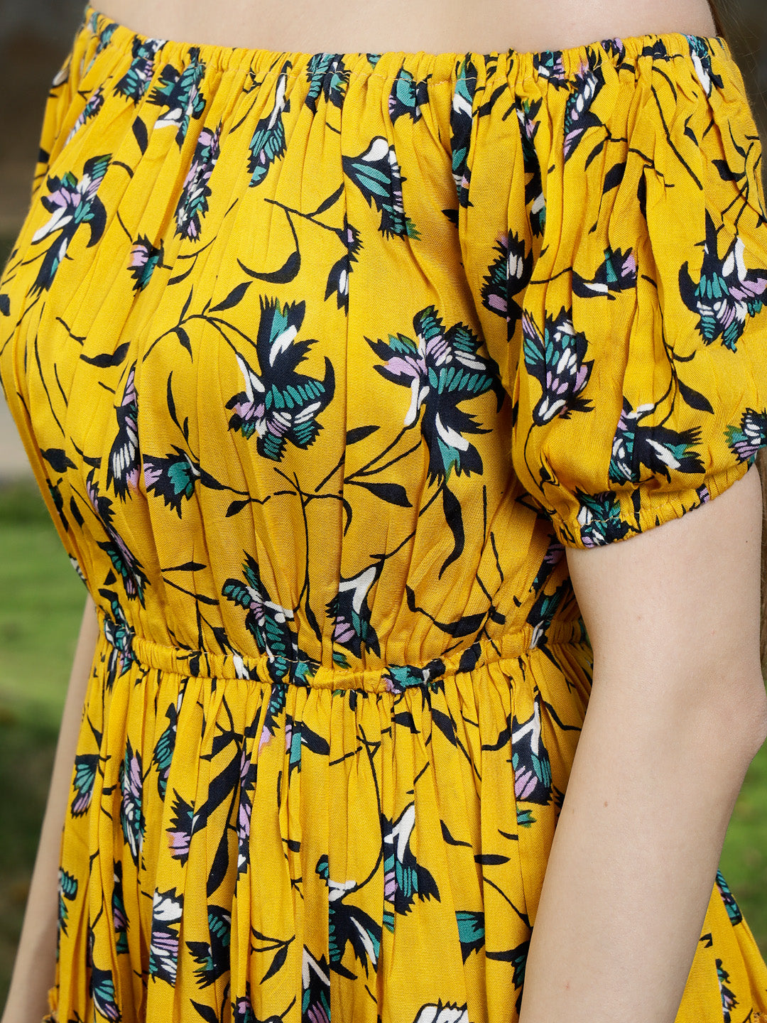 Women's Yellow Fit and Flare Mini Dress