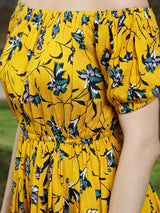 Women's Yellow Fit and Flare Mini Dress