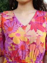 Women's Multicolor Floral Fit and Flare Easy Everyday Dress