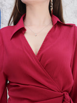 Women's Pink Women Fuchsia Fit and Flare Mini Solid Casual Dress